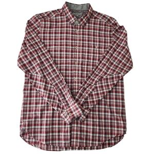 TED BAKER LONDON Red (burgundy) Plaid Button-Down Shirt 5 (us xl)